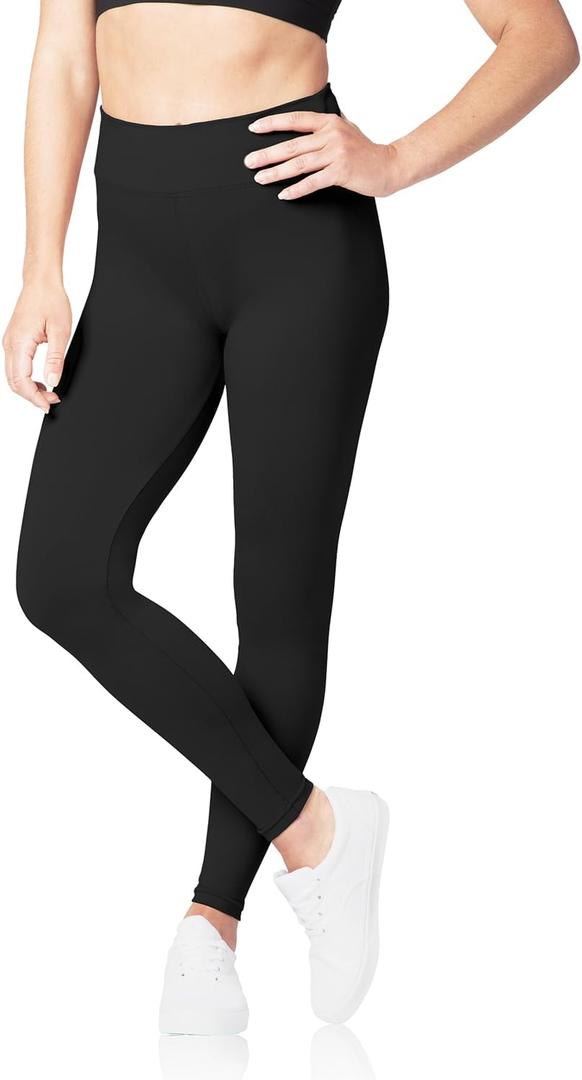SATINA High Waisted Leggings for Women - Comfortable and Stretchy in Versatile Sizes and Colors (Black) One Size
