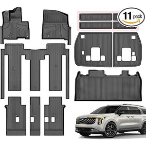 IKABEVEM Floor Mats for Kia Carnival Hybrid 8-Seat 2025-2026 (Not for Gas)
All-Weather TPE Custom Fit Floor Liners, Full Set Includes Cargo Trunk Mat & Seat Backrest Mats, Easy-Clean