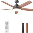 Dreo Ceiling Fans with Lights, 52 Inch, 6 Speeds, 5 Color Tones Dimmable LED, Quiet Reversible DC Motor, Remote, 8H Timer, Black Ceiling Fan for Bedroom, Living Room, Easy to Install