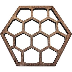 5 Pack Hollow Hexagon Wooden Coasters, Honeycomb & Bee Pattern Cup Pads, Decorative Wooden Wall Art Ornaments, Rustic Home Bar Decor & Housewarming Gift for Bee Lovers