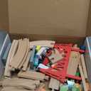 Tiny Land 110PCS Wooden Train Set  Toy Train with Tracks for Kids Ages 3-7, Compatible with Major Brands, Ideal Railway Playset for Boys and Girls, Great Birthday