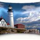 1 Pack Satin Pillowcase for Hair and Skin Lighthouse by The Sea Imitation Silk Pillowcase with Hidden Zipper Soft Breathable Pillow Cover Standard Size for Bedroom Sofa 20x26