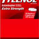 Tylenol Extra Strength Acetaminophen Caplets, 500 mg, Pain Relief & Fever Reducer for Headache, Backache, Toothache, Menstrual Cramps & Pain, Travel-Friendly Packaging, 2-Caplet Pouches, 50 Count, Expiry: 2029/MAR