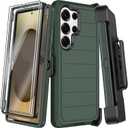 for Samsung Galaxy S25 Ultra Case with Belt Clip Holster,2X Screen Protector,Heavy Duty Shockproof Drop Protection Military Grade Full Body Rugged Phone Cover with Kickstand (6.9") (Deep Green)