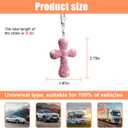 Bling Car Hanging Ornament, Double-Sided Cross Crystal Rhinestone Vehicle Rear View Mirror Charm, Cute Diamond Rearview Mirror Pendant, Universal Auto Interior Accessories (Pink)