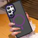 AIGOMARA Magnetic for Samsung Galaxy S25 Ultra Case with Invisible Camera Stand, [Compatible with Magsafe] [Military-Grade Protection] Slim Anti Scratch Protective Case Women Girls 6.9", Black/Purple