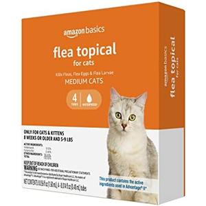 Amazon Basics PreventativeTopical Flea Treatment for Medium Cats (5-9 Pounds), 2 Count