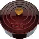 La Cuisine Enameled Cast Iron Dutch Oven Casserole Dish Pot with Lid, 5 QT 10.3 /26cm Dia. Internal Matt Black Enamel Coating Gold-Plated SS Lid Handle Oven Safe up to 500 F, Cranberry