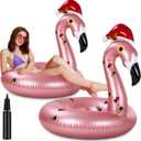 ShinyRelief 2 Pack Giant Flamingo Pool Floats 42" Christmas in July Flamingo Float with Pump Fun Inflatable Ride on Swim Tube Rings for Adults Christmas in July Summer Beach Pool Party Supplies