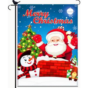 Christmas Garden Flag 12x18 Double Sided, Outside Snowman Christmas Decorations with Merry Christmas Sign Hanging Yard Decorations Winter Holiday Garden House Yard Flags for Outdoor Mailbox Xmas Decor