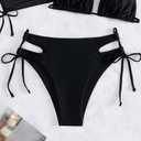 WODECASA Women's High Waisted Bikini Bottoms Cheeky High Leg Cut Out Side Tie Sexy Ruched Bathing Suit Swim Bottoms 2026 (Black, L)