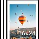 JCJMY 16x24 Picture Frame with Mat for Poster Photo and 40x60 cm Canvas, Display 14x20 with Mat or 16 x 24 without, Wood 16 by 24 Wall Gallery Poster Photo Frame, 3 Pack, Black