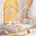 Timy Full Size House Shape Bed Frame Montessori House Bed with High Rails