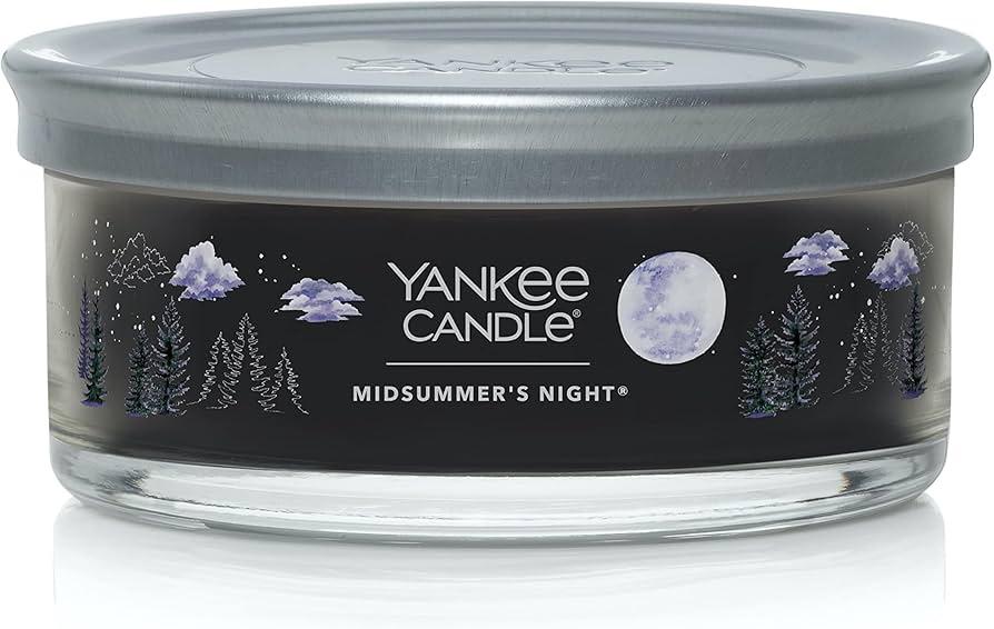 Yankee Candle Midsummer's Night Scented, Signature 12oz Medium Tumbler 5-Wick Candle, Over 16 Hours of Burn Time