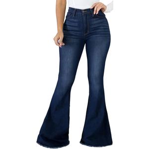 Women's Elastic Classic Denim Bell Bottom Jeans Size L