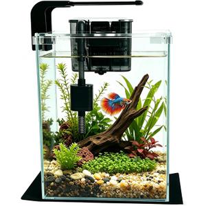 Vimvins 3 Gallon Glass Fish Tank with Filter and Light, Small Betta Aquariums Starter Kit.