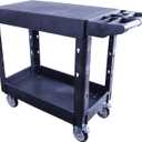 Heavy Duty Plastic Utility Cart, 39.57 x 16.73 in, Flat Top, 2 Swivel Wheels, 500 lbs Capacity, Black