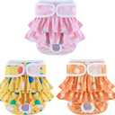 Washable Dog Diapers Female 3 Pack Reusable Highly Absorbent Doggie Diapers, Premium Puppy Diapers, Durable Leak-Proof Dot Doggy Diapers for Period Heat Incontinence Potty Training, M