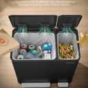 SONGMICS Kitchen Dual Trash Can, 13 + 5.3 Gallon (50 + 20 L) 2-Compartment Trash and Recycle Bin, Stainless Steel Garbage Can, Pedals, Soft-Close Lids, Inner Buckets, Black ULTB770BZ01