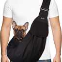 SlowTon Dog Carrier Sling - Thick Padded Shoulder Strap Adjustable Dog Carriers for Small Dogs, Puppy Carrier Purse for Pet Cat with Front Zipper Pocket Safety Belt Machine Washable (Black M)