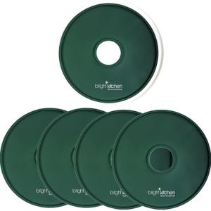 4 Fruit Leather Silicone Dehydrator Sheets with EDGES - NON-Toxic for Nesco Round Dehydrators Lip Mold Hold Batter Liquids Fruit Roll Up Fruit Leather Circle ReUsable Flexible Non Stick