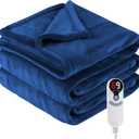 Electric Heated Blanket Twin Size 62x84,Cozy Soft Warmth with 6 Heating Settings 1-10 Hours Auto-Off, Energy-Saving, for Bed, Fast Heating Machine Washable, Navy Blue