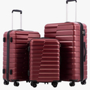 COOLIFE Expandable Suitcase PC ABS TSA Luggage Lock Spinner Carry on (wine red, 3 piece set)