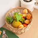 Handwoven Wicker Storage Basket with Wooden Beads, Decorative Round Organizer for Home & Nursery, Boho Chic Decor
