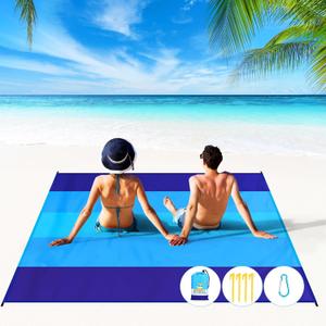 BYDOLL Beach Blanket 78''X81'' 4-7 Adults Oversized Lightweight Waterproof Sandproof Blanket for Beach Large Picnic Mat Travel Camping (Blue5)