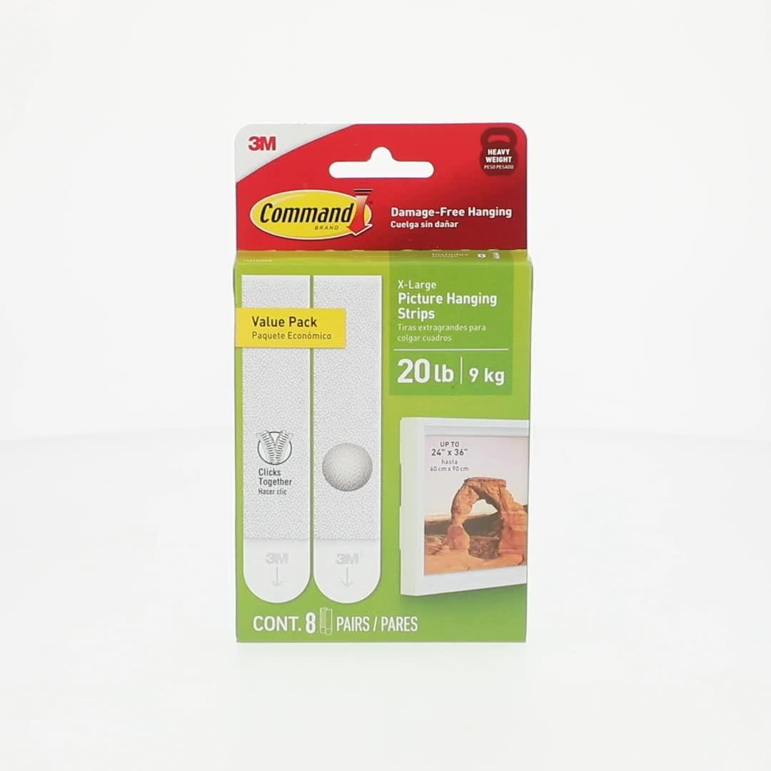 Command Heavy Duty Picture Hangers, Hold 20 lbs, White, Damage-Free Hanging, 8 Pairs Adhesive Strips