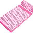 Fitvids Acupressure Mat and Pillow Set for Back/Neck Pain, Acupuncture Products to Relieve Muscle Fatigue, Improve Insomnia for Sedentary People, Acupuncture Eases Stress, Massage Mat, Pink