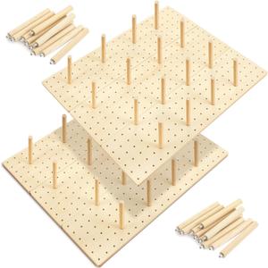 Kigley 6 Pcs Wood Pegboard Drawer Organizer with 48 Pegs Wooden Peg Board System Peg Drawer Organizers for Kitchen Dishes Plate Pegboard Food Containers(20.98x5.91,Wood)
