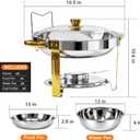 Chafing Dishes for Buffet 4 Pack, 6QT Round Chafing Dish Buffet Set 304 Stainless Steel Food Warmers for Parties Buffet Catering Events, Buffet Servers and Warmers, Chafers Servers Sets, Gold & Silver