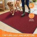 Front Door Mat Outside Entrance, Dirt Trapper Doormat 48" x 36" | Non Slip Indoor Outdoor Welcome Mat for Entryway, Absorbent Commercial Floor Mat for High Traffic Area, All Weather, Red