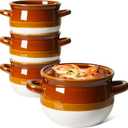 LE TAUCI French Onion Soup Bowls with Handles, 16 Oz Ceramic French Onion Soup Crocks Oven Safe Serving Bowls for Soup, Chili, Beef Stew, Cereal, Pot Pies, Set of 4