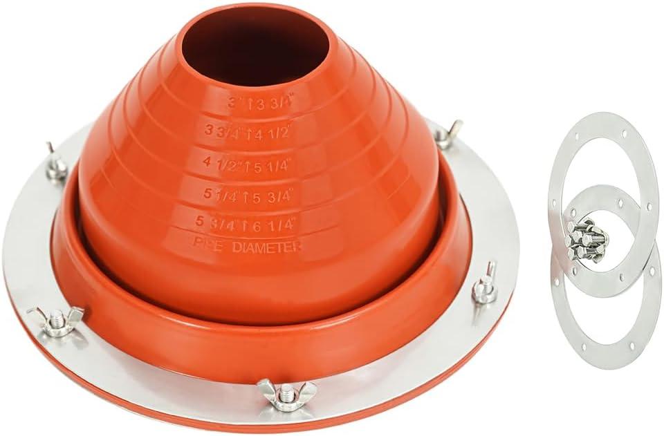 Silicone Tent Stove Jack Kit Fitting Pipe OD 3" to 6-1/4", Flexible High Temp Stove Jack Kit for Bell Tent/Yurt/Wood Burner (#4 (Pipe OD 3" to 6-1/4"))