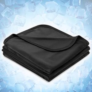 PAVILIA Cooling Blanket for Hot Sleepers, Lightweight Summer Blanket for Bed, Cooling Chill Throw Blanket for Night Sweats Absorb Heat for Adult Kids on Warm Night, Black, 60x80inch, Twin