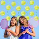 60pcs Tennis Party Foil Swirl Decorations Tennis Ball Ceiling Hanging Banners Decor Hanging Swirls Sports Cutouts Birthday Supplies for Sports Birthday Baby Shower Party Favor Indoor Home Office Decor