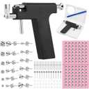 Professional Ear Piercing Gun Kit, Reusable Piercing Gun with Stainless Steel Piercing Earrings Studs, Crystal Earrings for At Home Salon Earlobe Cartilage Helix Tragus Piercing Tool Kit (Black)