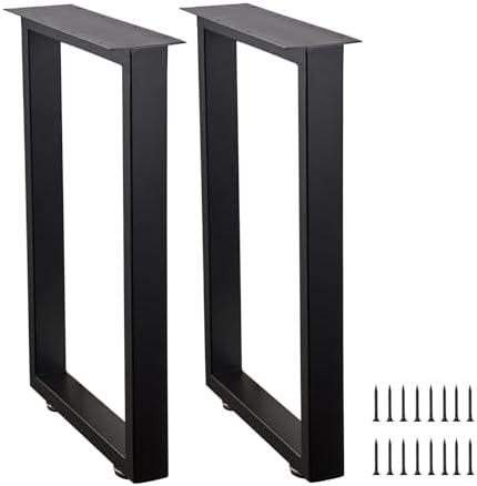 ALLCOS 24 Inch Metal Coffee Table Legs Desk Legs for Furniture, Nightstand, End Table, Side Table, Desk, Black, Set of 2