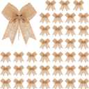 Cindeer 36 Pcs Burlap Bows Knot Handmade Beige Burlap Decorative Bowknot for Wedding Gift Wrap Birthday Holiday Party Home Rustic Decor 6.3 x 5.5 Inch