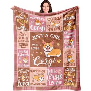 Corgi Gifts for Corgi Lovers, Corgis Themed Gifts for Women/Mom/Kids/Girls, Funny Corgi's Decor Throw Blanket 60"X50"