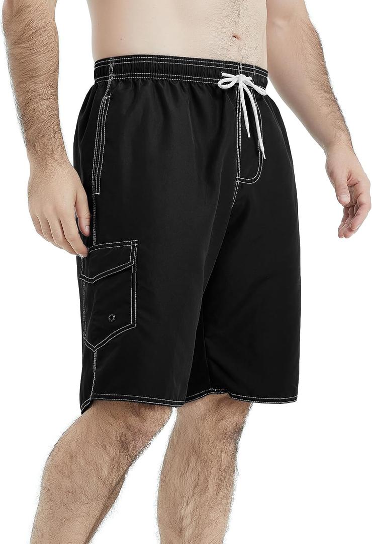 2 x Mens Swim Trunks Swim Shorts Swimwear Swimsuit Beach Shorts Bathing Suits Quick Dry Waterproof