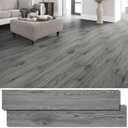 INMOZATA Peel and Stick Floor Tile Vinyl Flooring, Waterproof Vinyl Plank Flooring 36-Pack 54 Sq.Ft Wood Grain Self Adhesive Peel and Stick Flooring for Bedroom, Living Room, Kitchen, RV(Natural Gray)