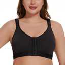 MELENECA Women's Front Closure Wirefree Post Surgery Plus Size Back Support Posture Bra