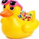 49" Giant Inflatable Duck Drink Cooler with Pink Sunglasses Inflatable Duck Ice Bucket Large Blow up Pool Float for Summer Beach Swimming Pool Hawaiian Birthday Party Decorations