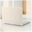 BYCeKe Logo Cutout Case for MacBook Air 13.6 inch 2022-2026 M5 M4 A3240 M3 A3113 M2 A2681, Soft Fluffy Fuzzy Plush Faux Fur Cream Leather Hard Shell Case & Keyboard Cover for Mac Air 13.6 Laptop, Beige