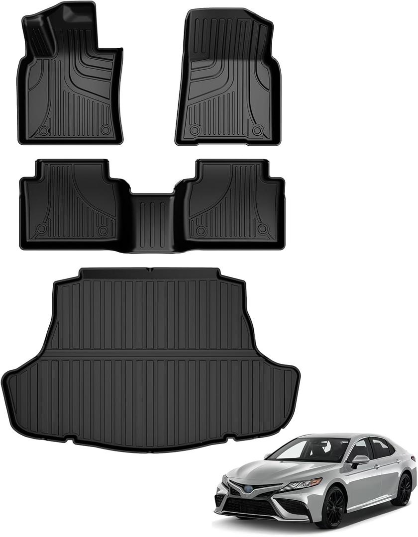 AOMSAZTO Floor Mats Compatible with Toyota Camry 2018-2024: All Weather Camry Rubber Floor Liners & Cargo Mat Set (Not fit AWD or Hybrid Models)