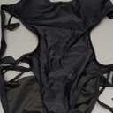 Women's One Piece Swimsuits Cut Out Strap Swimwear Tummy Control Monokini Backless Bathing Suit Sexy (Medium, Black)