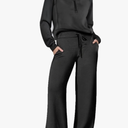 Women's 2 Piece Outfits 2025 Casual Half Zip Wide Leg Pants Tracksuit Sets Lounge Set Travel Vacation Sweatsuits